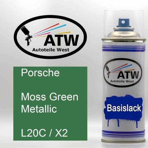 Porsche, Moss Green Metallic, L20C / X2: 400ml Sprühdose, von ATW Autoteile West.